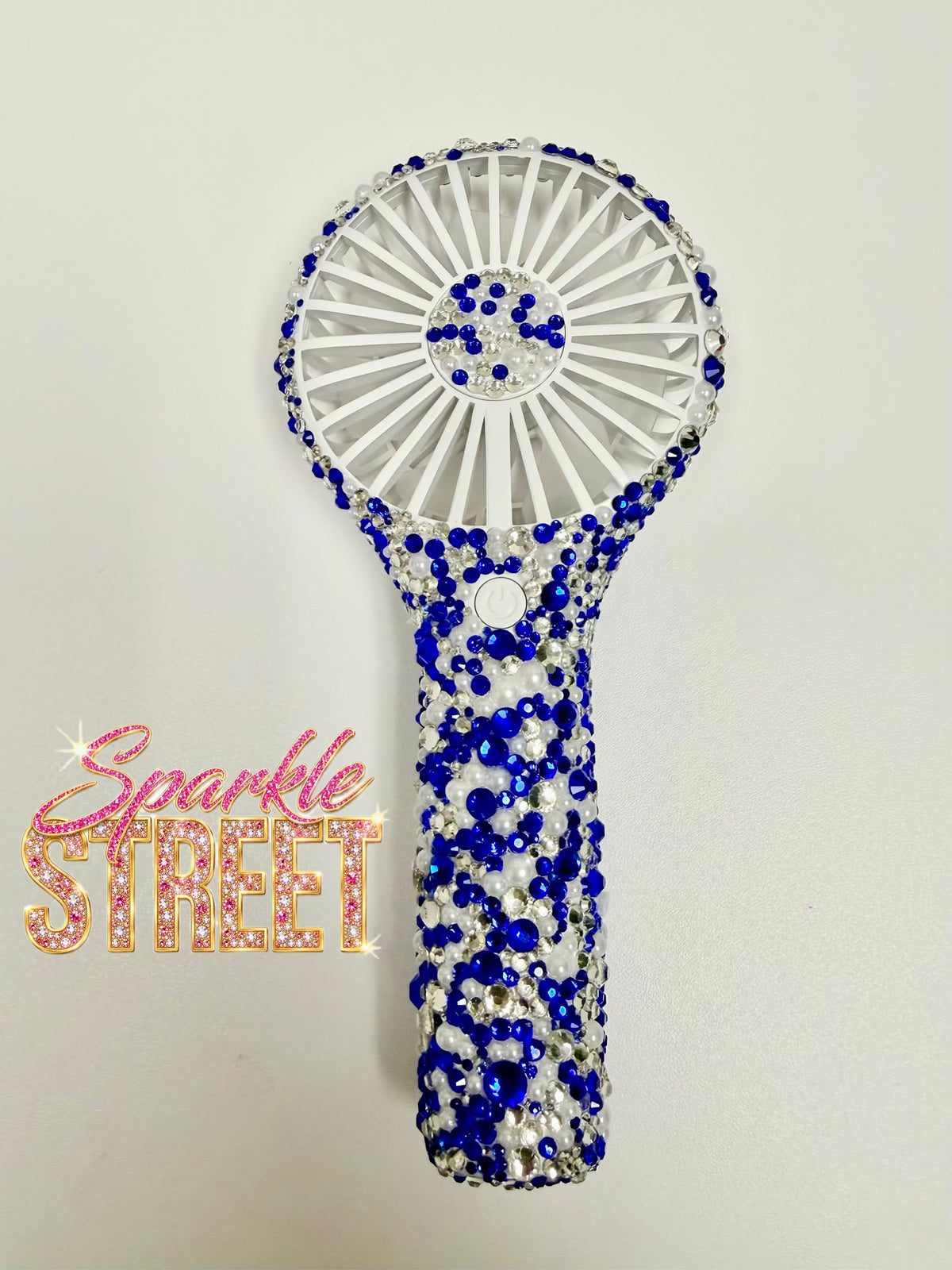 Blue & White- Bling Fan